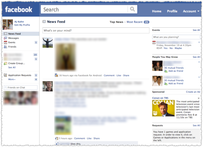 facebook search. But I do expect to one day wake up and find that my Facebook page looks 