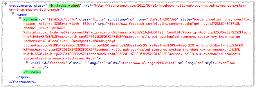 Facebook Comments Delivered in iFrame