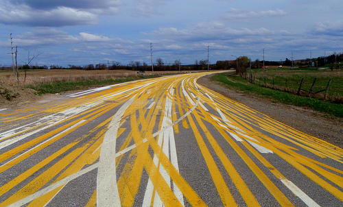 Road Painted With Many Lanes