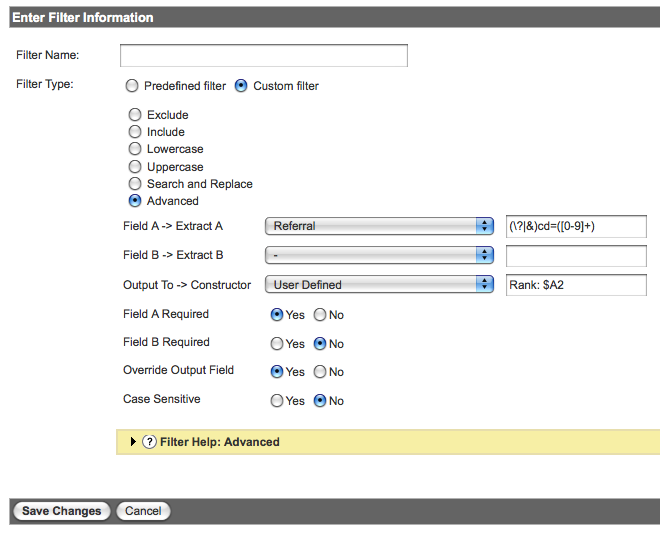 google analytics keyword rank filter