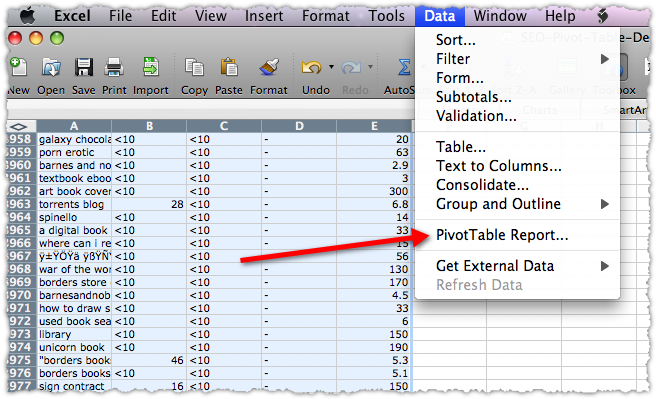 Create Pivot Table