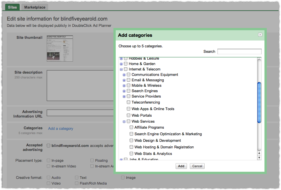 Taxonomy within Google Ad Planner