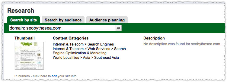 Google Ad Planner Result for SEO by the Sea