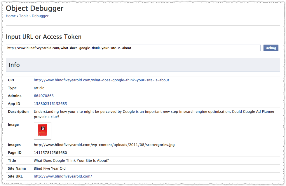 Facebook Debugger Validation Results