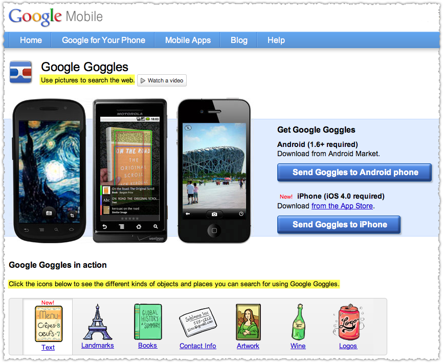 Google Goggles Search