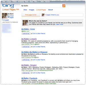 Bing Linked Pages Interface