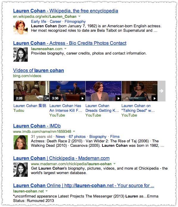 Bing People Snippets for Lauren Cohan