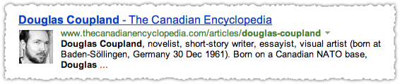 Canadian Encyclopedia People Snippet for Douglas Coupland
