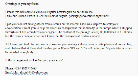 Nigerian Email Scam