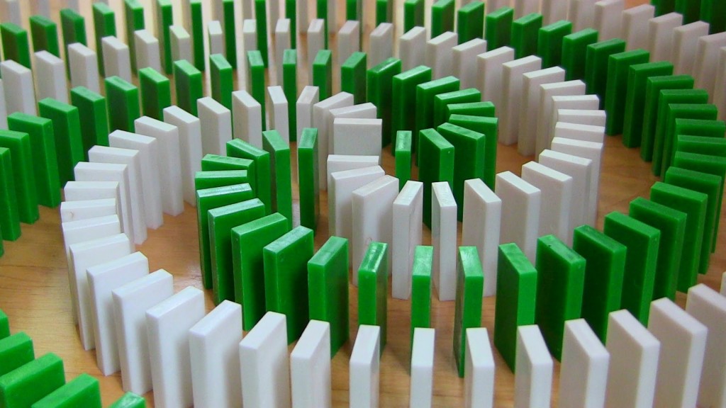 Green and White Dominos Set in Spiral