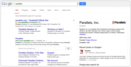 Parallels Search Results