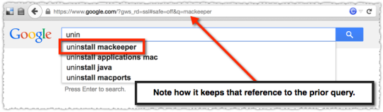 Google Autocomplete for Uninstall after MacKeeper query