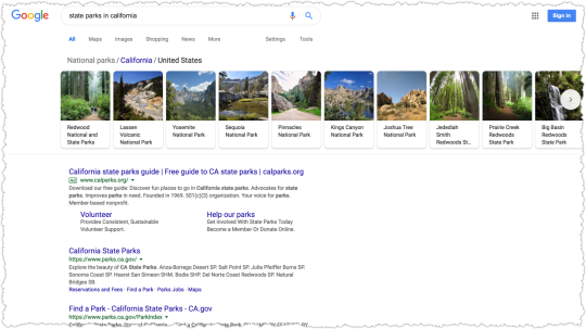 Results for State Parks in California Query