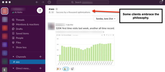 Slack Channel SEO Success