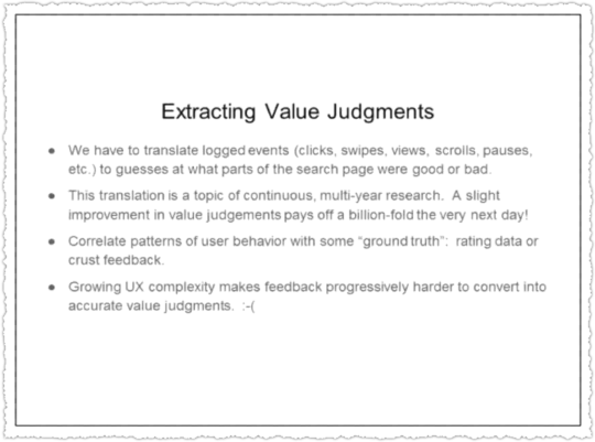 Slide about logging and ranking that talks about extracting value judgments