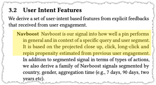 Pinterest paper with Navboost excerpt