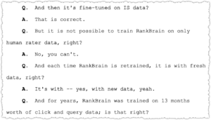 Pandu Nayak testimony on how RankBrain is trained