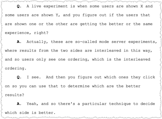 Pandu Nayak testimony on live testing using interleaving